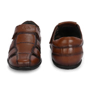 Valentino Men Genuine Leather Sandals with Cushioned Footbed and Durable Rubber Sole (CityWalker-25-Mocca)