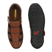 Valentino Men Genuine Leather Sandals with Cushioned Footbed and Durable Rubber Sole (CityWalker-25-Mocca)