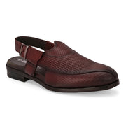 Men Premium Leather Ethnic Sandal (Metalico-31-Bordo)