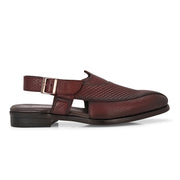 Men Premium Leather Ethnic Sandal (Metalico-31-Bordo)