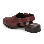 Men Premium Leather Ethnic Sandal (Metalico-31-Bordo)
