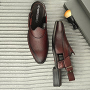 Men Premium Leather Ethnic Sandal (Metalico-31-Bordo)