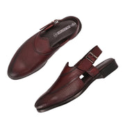 Men Premium Leather Ethnic Sandal (Metalico-31-Bordo)