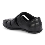 Valentino Men Genuine Leather Black Sandals with Cushioned Footbed and Durable Rubber Sole (CityWalker-25-Black)