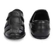 Valentino Men Genuine Leather Black Sandals with Cushioned Footbed and Durable Rubber Sole (CityWalker-25-Black)