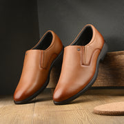 Men Premium Leather Teak Slip-On Formal Shoes (Joyland-45-Teak)