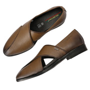 Men Premium Leather Grey Stylish & Comfortable Peshawari Sandals (Indigo-21-Grey)