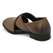 Men Premium Leather Grey Stylish & Comfortable Peshawari Sandals (Indigo-21-Grey)