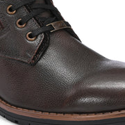 Men Premium Leather Pine Black Side Zipper & Lace-Up Boot (Global-91-Pine-Black)