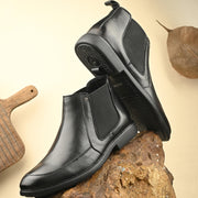 Men Premium Leather Black Chelsea Boot (Joyland-85-Black)