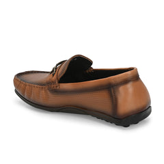 Men Premium Leather Tan Slip On Loafer (Globus-05-Tan)