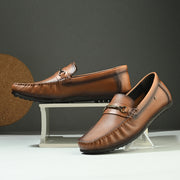 Men Premium Leather Tan Slip On Loafer (Prado-05-Tan)