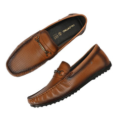 Men Premium Leather Tan Slip On Loafer (Globus-05-Tan)