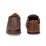 Men Premium Leather Casual Slip On Shoes (Fascinate-21-Tan/Brown)
