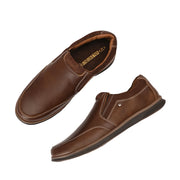 Men Premium Leather Casual Slip On Shoes (Fascinate-21-Tan/Brown)