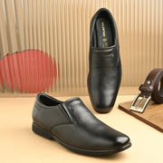 Men Premium Leather Black Slip-On Formal Shoes (Gateway-06-Black)