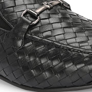 Valentino Genuine Leather Woven Slip-On Loafers for Men with Nulite Sole - (Miles-01-Black)
