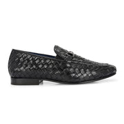 Valentino Genuine Leather Woven Slip-On Loafers for Men with Nulite Sole - (Miles-01-Black)