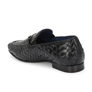Valentino Genuine Leather Woven Slip-On Loafers for Men with Nulite Sole - (Miles-01-Black)