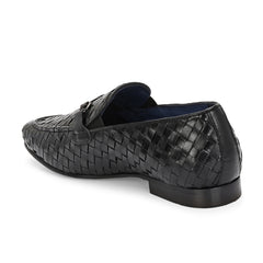 Valentino Genuine Leather Woven Slip-On Loafers for Men with Nulite Sole - (Speed-01-Black)