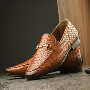 Valentino Genuine Leather Woven Slip-On Loafers for Men with Nulite Sole - (Miles-01-Tan)