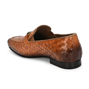 Valentino Genuine Leather Woven Slip-On Loafers for Men with Nulite Sole - (Miles-01-Tan)