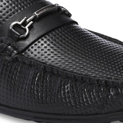 Men Premium Leather Black Slip On Loafer (Prado-05-Black)