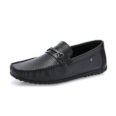 Men Premium Leather Black Slip On Loafer (Globus-05-Black)