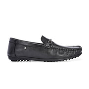 Men Premium Leather Black Slip On Loafer (Prado-05-Black)