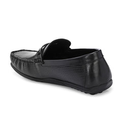 Men Premium Leather Black Slip On Loafer (Globus-05-Black)