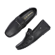 Men Premium Leather Black Slip On Loafer (Prado-05-Black)