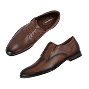 Men Premium Leather Brown Designer Laces Pattern Slip-On Formal Shoes (Regal-21-Brown)