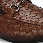 Valentino Genuine Leather Woven Slip-On Loafers for Men with Nulite Sole - (Miles-01-Brown)