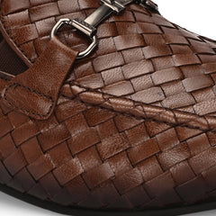 Valentino Genuine Leather Woven Slip-On Loafers for Men with Nulite Sole - (Speed-01-Brown)