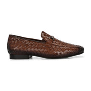 Valentino Genuine Leather Woven Slip-On Loafers for Men with Nulite Sole - (Miles-01-Brown)