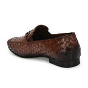 Valentino Genuine Leather Woven Slip-On Loafers for Men with Nulite Sole - (Miles-01-Brown)