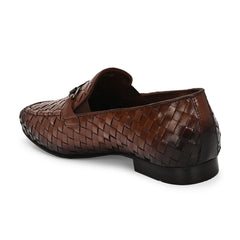 Valentino Genuine Leather Woven Slip-On Loafers for Men with Nulite Sole - (Speed-01-Brown)