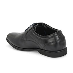 Men Premium Leather Black Lace Up Formal Derby Shoes (Port-56-Black)