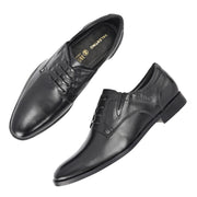 Men Premium Leather Black Designer Laces Pattern Slip-On Formal Shoes (Regal-21-Black)