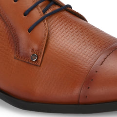 Men Premium Leather Cognac Lace-Up Formal Derby Shoes (Sterling-50-Cognac)