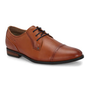 Men Premium Leather Cognac Lace-Up Formal Derby Shoes (Regal-50-Cognac)