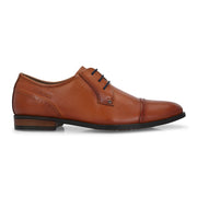 Men Premium Leather Cognac Lace-Up Formal Derby Shoes (Regal-50-Cognac)
