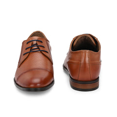 Men Premium Leather Cognac Lace-Up Formal Derby Shoes (Sterling-50-Cognac)