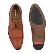 Men Premium Leather Cognac Lace-Up Formal Derby Shoes (Regal-50-Cognac)