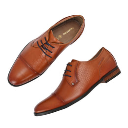 Men Premium Leather Cognac Lace-Up Formal Derby Shoes (Regal-50-Cognac)