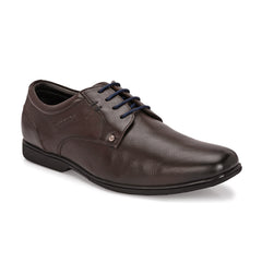 Men Premium Leather Brown Lace Up Formal Derby Shoes (Port-56-Brown)