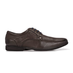 Men Premium Leather Brown Lace Up Formal Derby Shoes (Port-56-Brown)