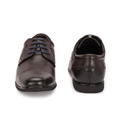 Men Premium Leather Brown Lace Up Formal Derby Shoes (Port-56-Brown)