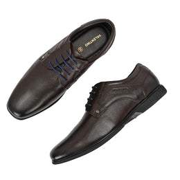 Men Premium Leather Brown Lace Up Formal Derby Shoes (Gateway-56-Brown)