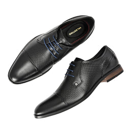 Men Premium Leather Black Lace-Up Formal Derby Shoes (Regal-50-Black)